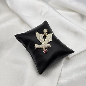 Yellow Gold Over Sterling Silver 925 Iced CZ Bird Of Prey Pendant